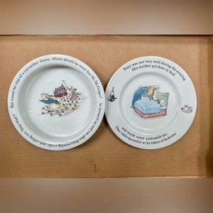 Vintage Wedgewood Beatrix Potter Peter Rabbit  7” Plate And 6.75”‎ Bowl Set Of 2